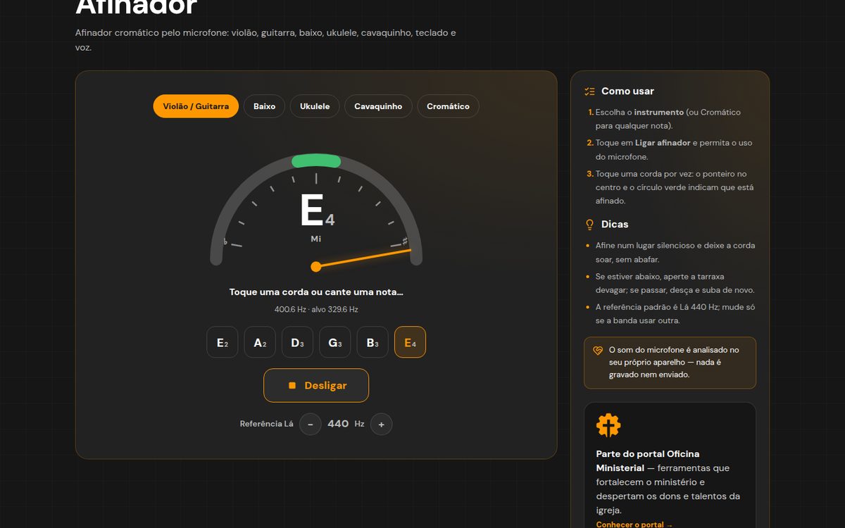 Afinador no computador