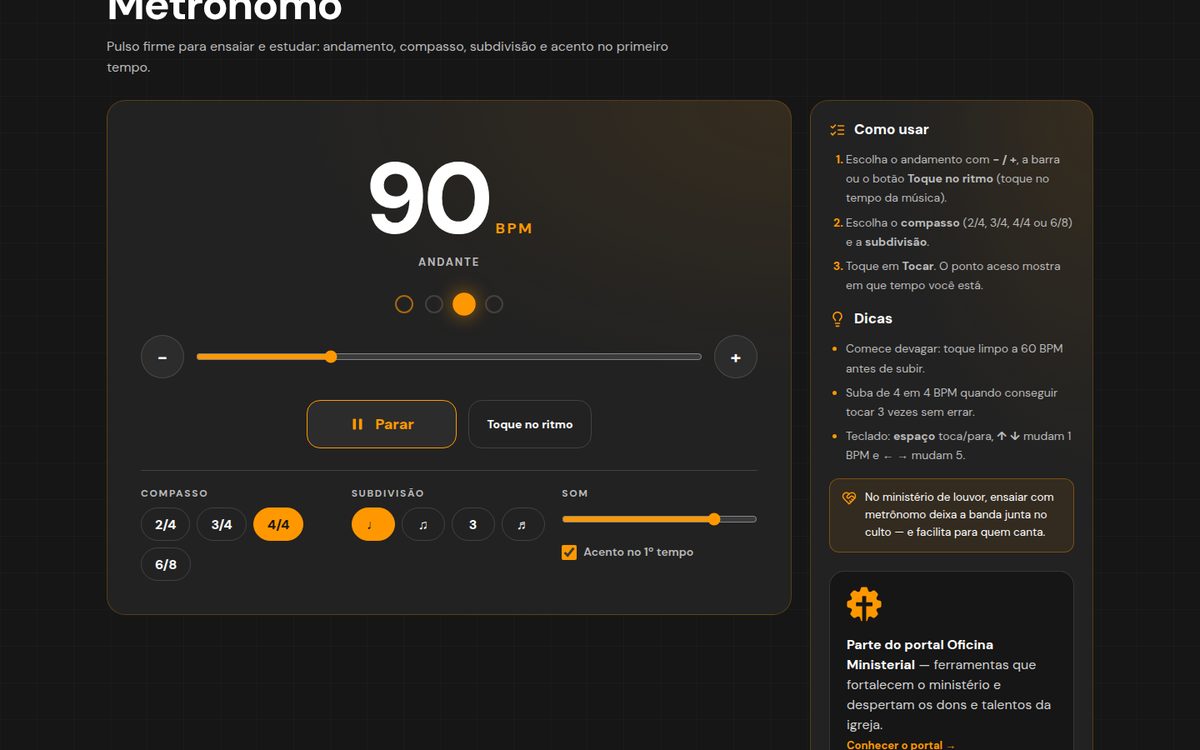 Metrônomo no computador